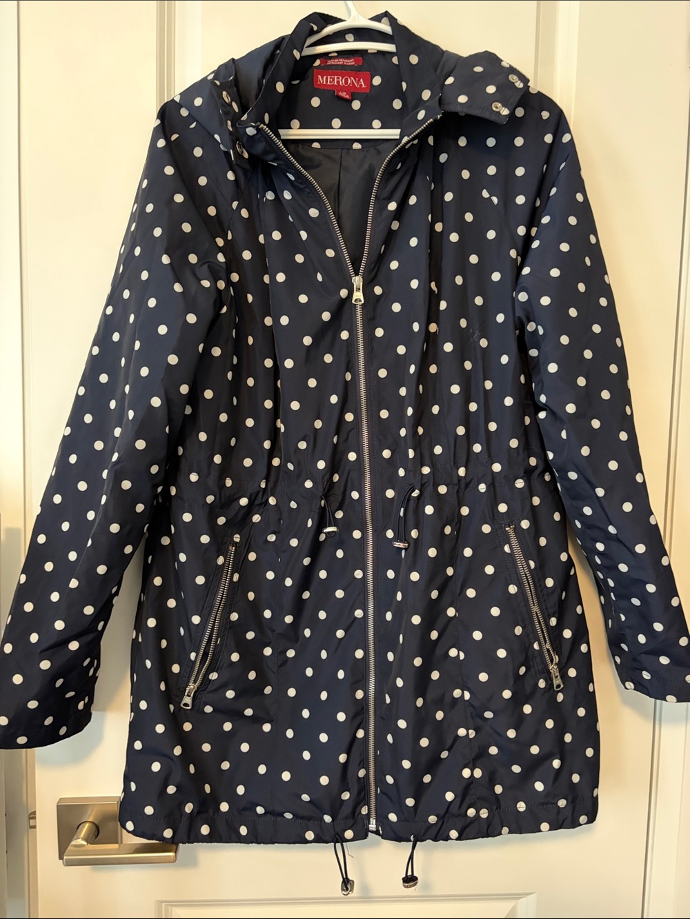 Merona Navy and White Polka Dot Utility Jacket